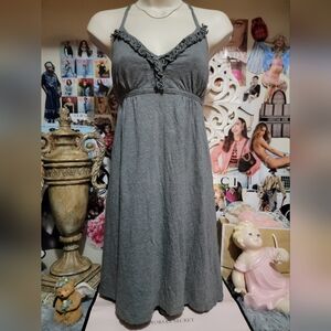 Gray Express Halter Top Ruffle Trim Dress